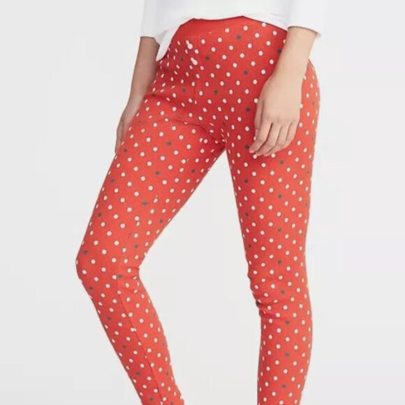 NWT Old Navy Thermal Waffle Knit Leggings Pajama Pants Red Multi Dots Women XS S - Picture 2 of 3